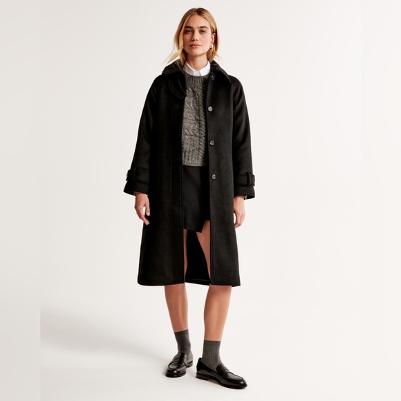 Abercrombie & Fitch Jackets & Blazers - Abercrombie Funnel Neck Wool Coat in Black Extra Small